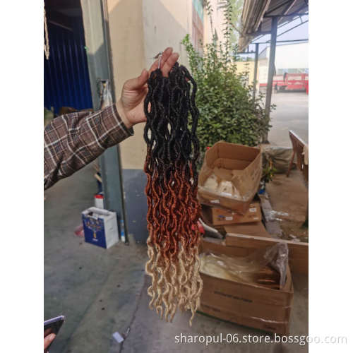 New Wavy Mermaid gpsy locs hair extension 3tone Color Ombre Faux Locs Crochet Braiding Hair